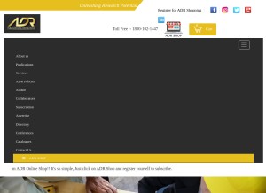 How adrpublications.in looks like on a tablet such as an iPad.