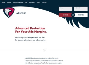 How adscore.com looks like on a tablet such as an iPad.