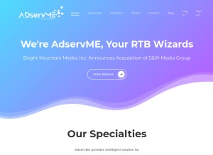 How adservme.com looks like on a tablet such as an iPad.