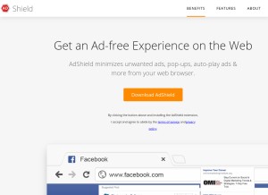How adshield.me looks like on a tablet such as an iPad.