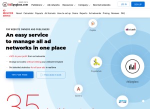 How adspyglass.com looks like on a tablet such as an iPad.
