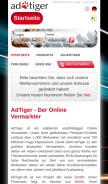 How adtiger.de looks like on a mobile device such as an iPhone.