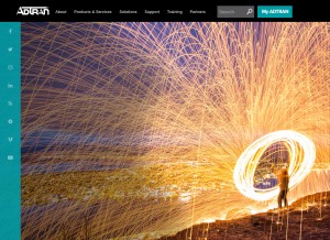 How adtran.com looks like on a tablet such as an iPad.