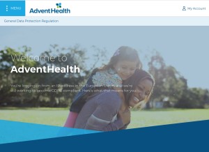 How adventhealth.com looks like on a tablet such as an iPad.