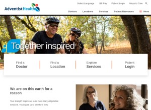 How adventisthealth.org looks like on a tablet such as an iPad.