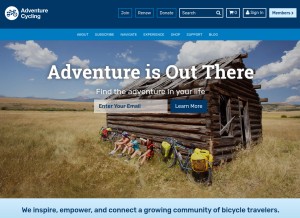 How adventurecycling.org looks like on a tablet such as an iPad.