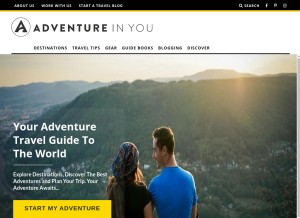How adventureinyou.com looks like on a tablet such as an iPad.