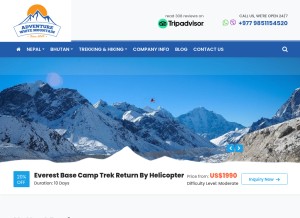 How adventurewhitemountain.com looks like on a tablet such as an iPad.