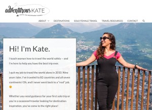 How adventurouskate.com looks like on a tablet such as an iPad.