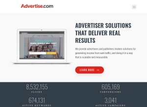 How advertise.com looks like on a tablet such as an iPad.