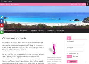 How advertisingbermuda.com looks like on a tablet such as an iPad.