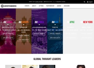 How advertisingweek.com looks like on a tablet such as an iPad.