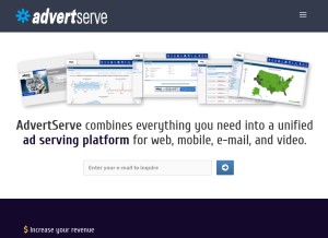 How advertserve.com looks like on a tablet such as an iPad.
