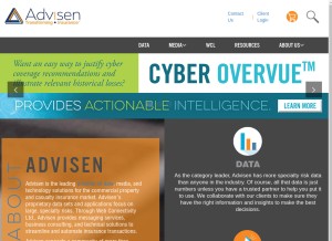How advisen.com looks like on a tablet such as an iPad.