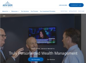 How adviserinvestments.com looks like on a tablet such as an iPad.