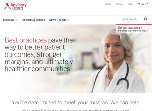 How advisory.com looks like on a tablet such as an iPad.