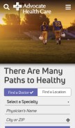 How advocatehealth.com looks like on a mobile device such as an iPhone.
