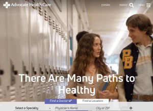 How advocatehealth.com looks like on a tablet such as an iPad.