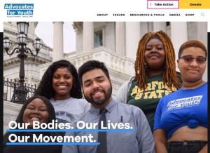 How advocatesforyouth.org looks like on a tablet such as an iPad.