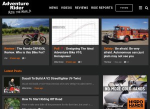How advrider.com looks like on a tablet such as an iPad.