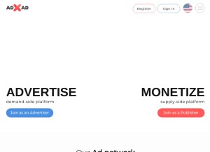 How adxad.com looks like on a tablet such as an iPad.