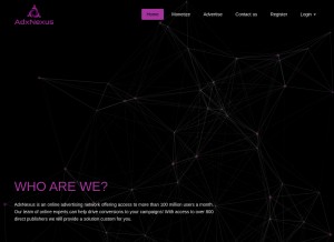 How adxnexus.com looks like on a tablet such as an iPad.