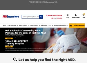 How aedsuperstore.com looks like on a tablet such as an iPad.