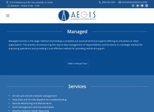 How aegisbiztech.com looks like on a tablet such as an iPad.