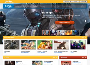 How aeriagames.com looks like on a tablet such as an iPad.