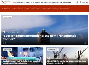 How aerotime.aero looks like on a tablet such as an iPad.