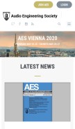 How aes.org looks like on a mobile device such as an iPhone.