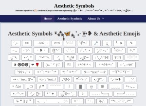 How aestheticsymbols.us looks like on a tablet such as an iPad.