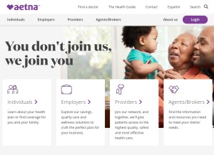 How aetna.com looks like on a tablet such as an iPad.