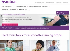 How aetnadental.com looks like on a tablet such as an iPad.