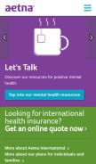 How aetnainternational.com looks like on a mobile device such as an iPhone.