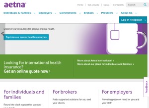 How aetnainternational.com looks like on a tablet such as an iPad.