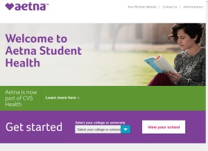 How aetnastudenthealth.com looks like on a tablet such as an iPad.