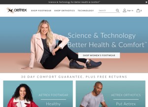 How aetrex.com looks like on a tablet such as an iPad.