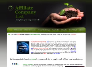 How affiliatecompanylist.com looks like on a tablet such as an iPad.