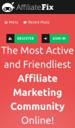 How affiliatefix.com looks like on a mobile device such as an iPhone.