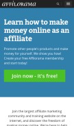 How affilorama.com looks like on a mobile device such as an iPhone.
