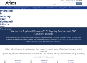 How afilias.info looks like on a tablet such as an iPad.