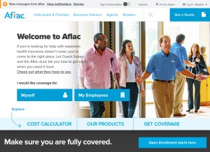 How aflac.com looks like on a tablet such as an iPad.