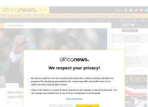 How africanews.com looks like on a tablet such as an iPad.
