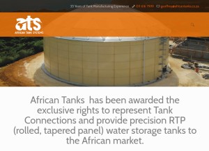 How africantanks.co.za looks like on a tablet such as an iPad.