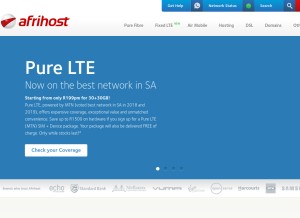How afrihost.com looks like on a tablet such as an iPad.
