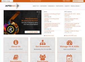 How afrinic.net looks like on a tablet such as an iPad.