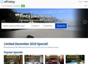 How afristay.com looks like on a tablet such as an iPad.