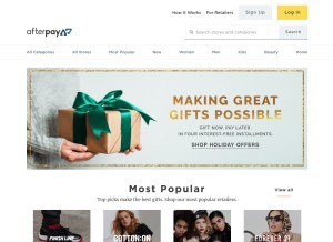 How afterpay.com looks like on a tablet such as an iPad.