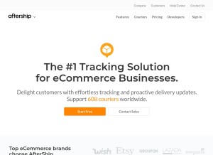 How aftership.com looks like on a tablet such as an iPad.